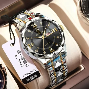 Special Binbond Diamond Cut Official Mens Watches (Dial Black)